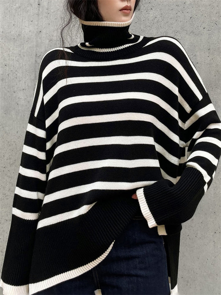Tracy - Oversized Striped Turtleneck Sweater