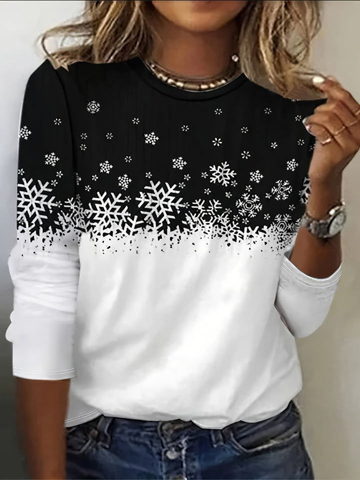 Helen | Winter Print Long-Sleeve Top