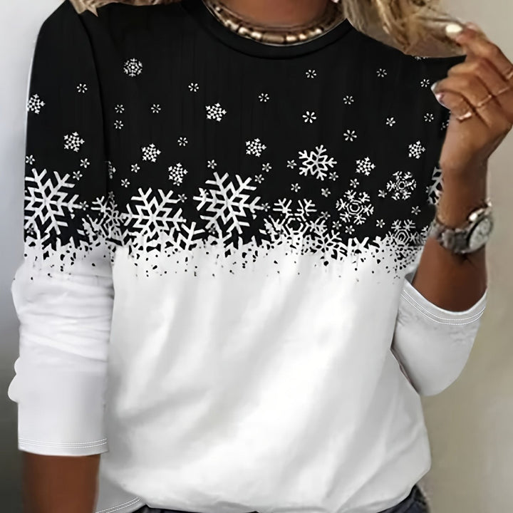 Helen | Winter Print Long-Sleeve Top
